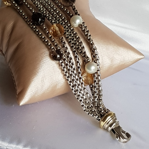 David Yurman Eight Row Chain Multi Gem Bracelet - Picture 3 of 8